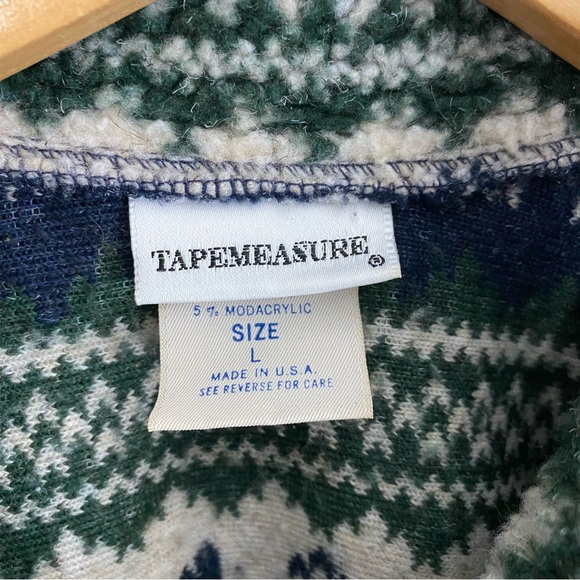 TapeMeasure Vintage Nordic Snowflake Button Up Sweater Cardigan Sz L Made in USA - Picture 3 of 7